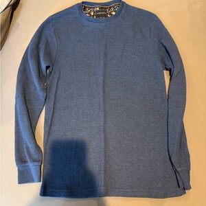 Denim & Flower Textured Navy Long Sleeve Tee